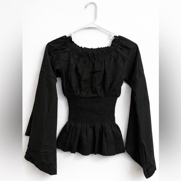 brand unknown Tops - Pirate Renaissance Peasant Blouse Black Bell Sleeve Halloween Costume Top